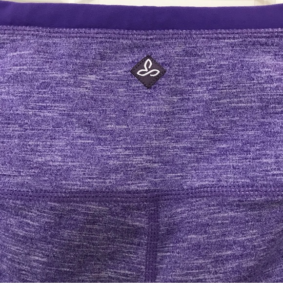 Prana Tori Capri Leggings Yoga Pants Lattice Hem Detail Purple Medium - Picture 7 of 11